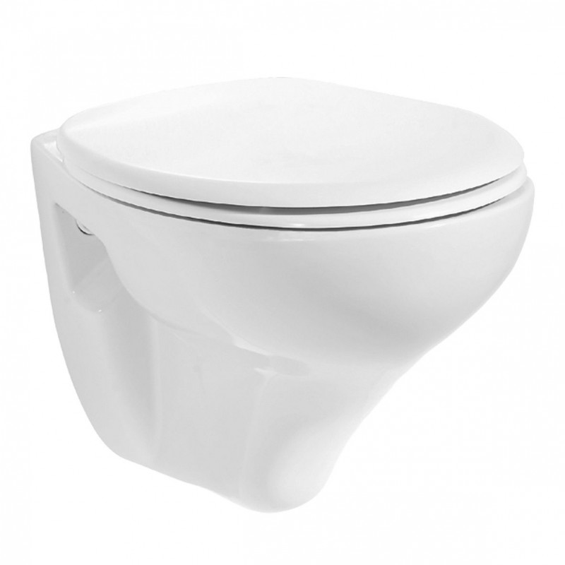 Toilette wc suspendu en porcelaine blanche avec abattant soft-close Aloni