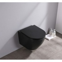 Banio Itsie mat zwarte toiletpot randloos met softclose zitting