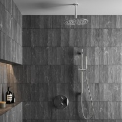 Banio Talpa douche de pluie encastrable ronde avec douche de tête de 30 cm, bras de plafond et barre de douche chromée