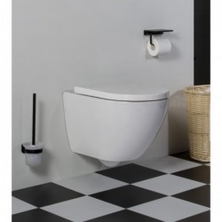 Banio Jama WC suspendu compact sans rebord avec siège épais à fermeture amortie