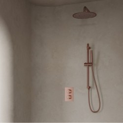 Douche pluie Banio Copper encastrable avec douche de tête 20 cm, bras mural et barre de douche en cuivre brossé