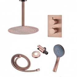 Douche à encastrer Banio Copper avec bras de plafond, douche de tête de 30 cm et douchette à 3 positions