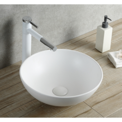Banio Raja vasque 40cm lavabo rond blanc brillant
