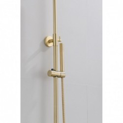 Banio Brass colonne de douche pluie thermostatique or mat douche de tête de 20 cm et douchette a main en laiton