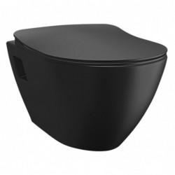 wc suspendu design avec douchette en acier inoxydable (bidet), noir mat
