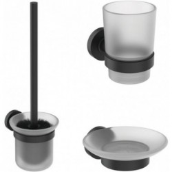 Ideal standard IOM Set en noir mat de Brosse de toilette - Porte gobelet - Porte-savon