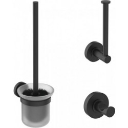 Ideal standard IOM Set in zwart mat van WC-borstel -WC-rolhouder - Haak