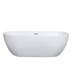 Ovale vrijstaande badkuip Banio design Lola 180 x 75 cm, glanzend wit acryl