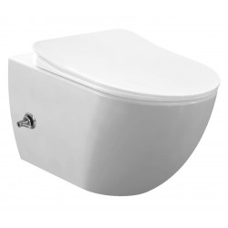 design wall town wc blanc avec douchette en acier inoxydable (bidet) rimoff avec un robinet eau chaude / froide intégré