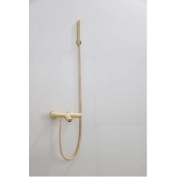 Banio Brass mitigeur bain douche thermostatique avec doucette à mains en laiton brossé / or mat