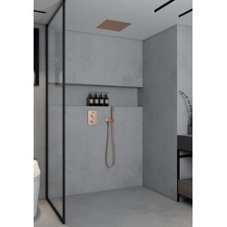 Banio Douche thermostatique encastrable Cube avec tête de douche intégrée au plafond de 30x30cm cuivre brossé