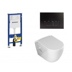 Geberit Duofix pack WC suspendu Banio design avec abattant soft-close et plaque de commande noir mat