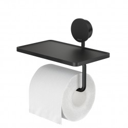 Geesa Opal  black Porte  rouleau papier toilette avec tablette noir mat
