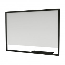 puntige spiegel van 100cm met zwart frame en mat zwarte plank 100x650x10 cm