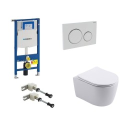 Geberit Duofix Systemfix Up320 Hangend Toilet Pakket Design Met Soft-Close Toiletbril En Witte Bedieningsplaat